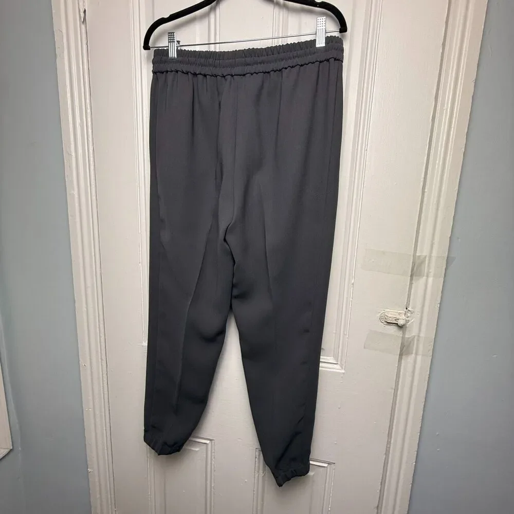 J Crew Pants Womens 8 Gray Pleated Tapered Leg Drawstring Elastic Waist Preppy